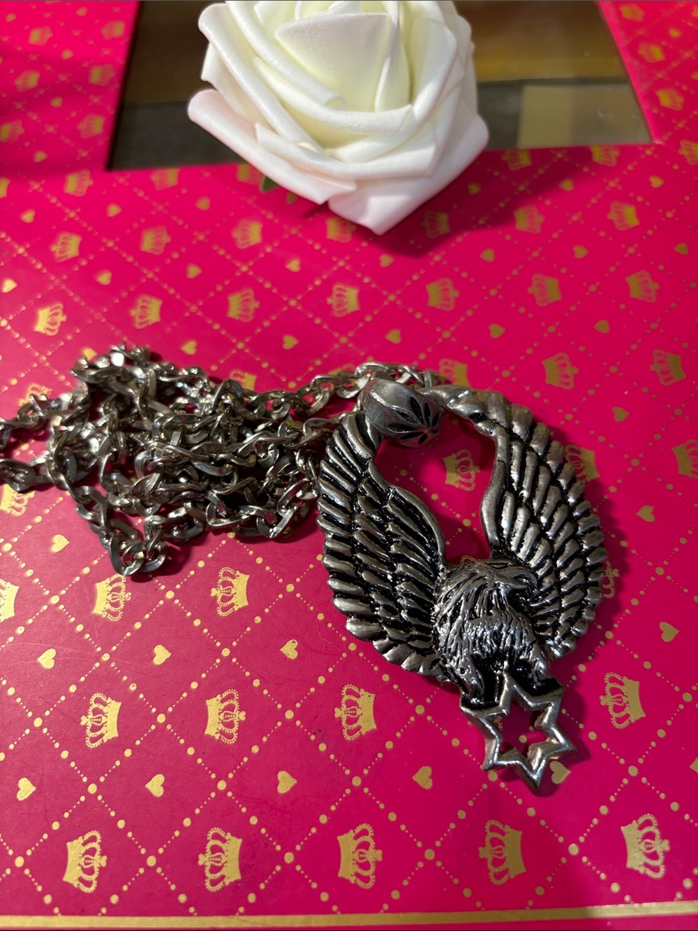 Silver Eagle Wing Pendant Necklace - Silver